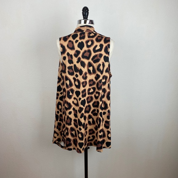 Loveu.Dear Womens Vest Small Cheetah Animal Print Waterfall Open Front Knit - Picture 6 of 10